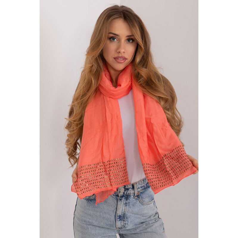 MladaModa Viskózová šatka s aplikáciou model 15847 koralová 65842930