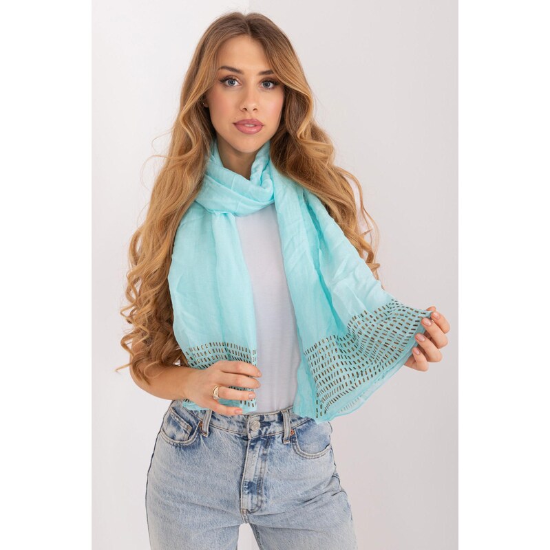 MladaModa Viskózová šatka s aplikáciou model 15847 svetlomodrá 65842931