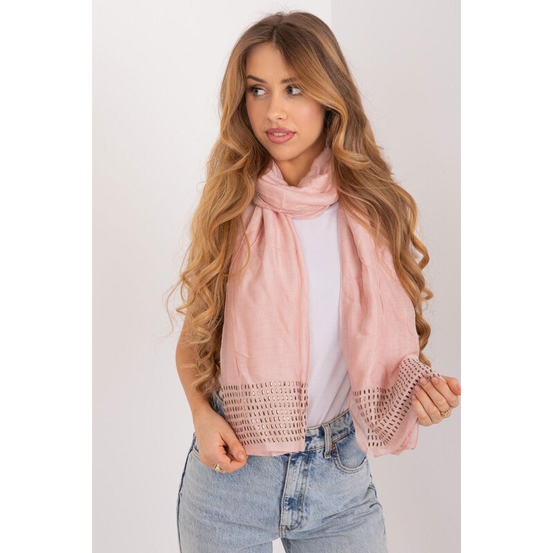 MladaModa Viskózová šatka s aplikáciou model 15847 pudrovo ružová 65842932