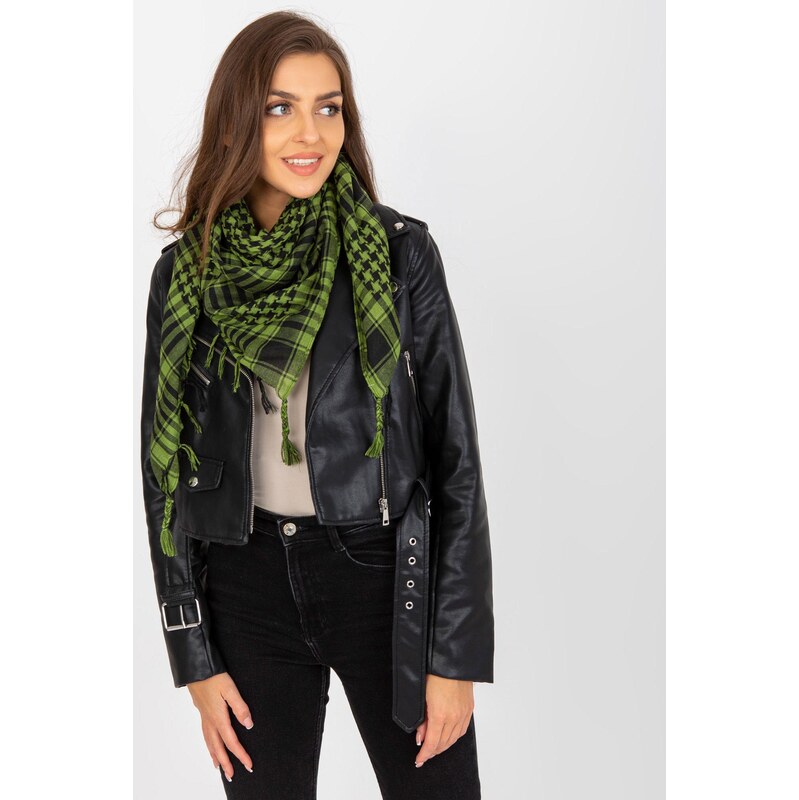 MladaModa Šatka arafatka so strapcami model CHFT37 svetlá zelená 65842962