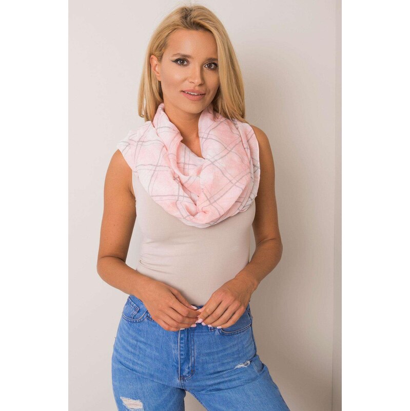 MladaModa Károvaná viskózová šatka model CH7726 ružová 65842971