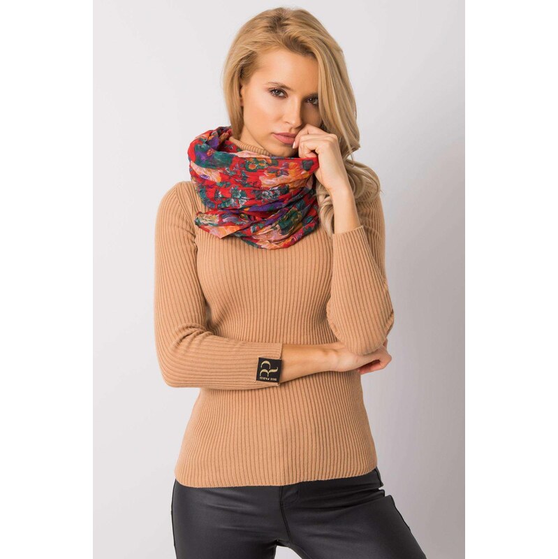 MladaModa Viskózová šatka s kvetinovým vzorom model CH73 červená 65842977