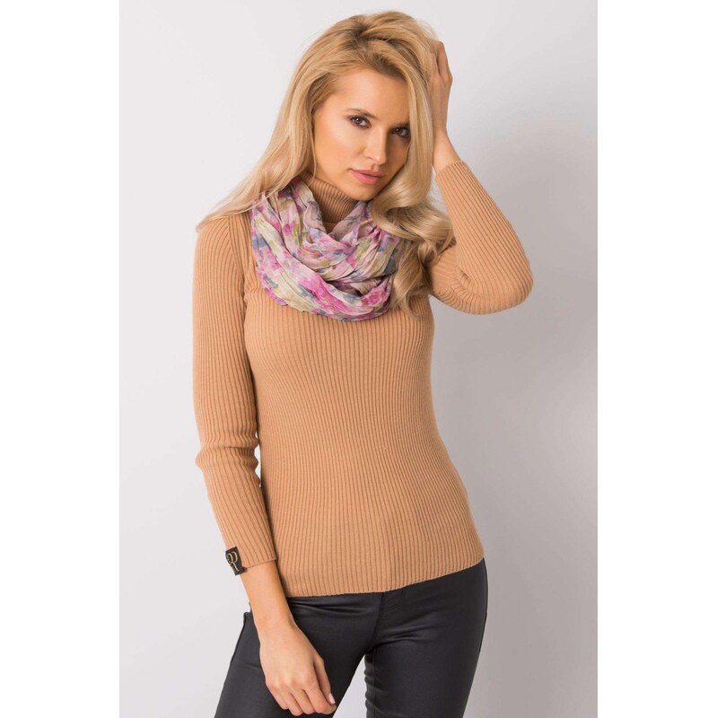 MladaModa Viskózová šatka s kvetinovým vzorom model CH73 pudrovo 65842978