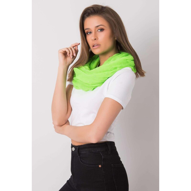 MladaModa Komínová šatka s kamienkami model CH5355 neónovo zelená 65842982