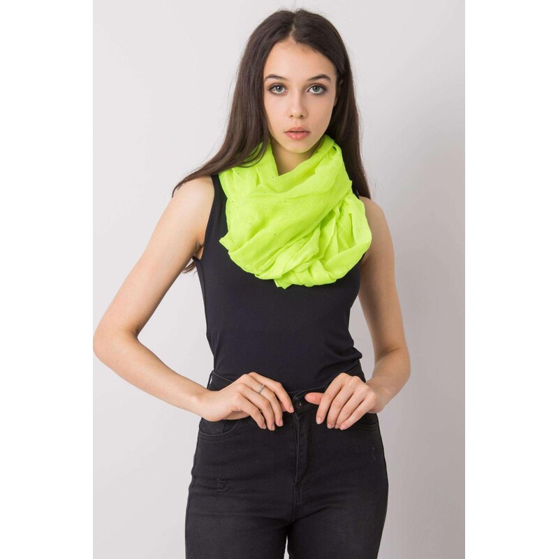 MladaModa Komínová šatka s kamienkami model CH5355 neónovo žltá 65842986