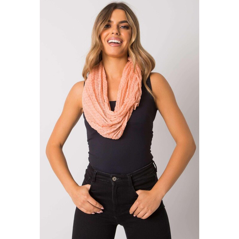 MladaModa Bodkovaná viskózová šatka model CH3006 broskyňová 65843004