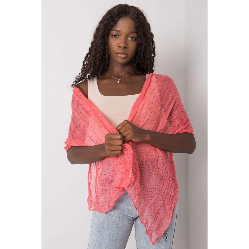 MladaModa Bodkovaná viskózová šatka model CH3006 koralová 65843003