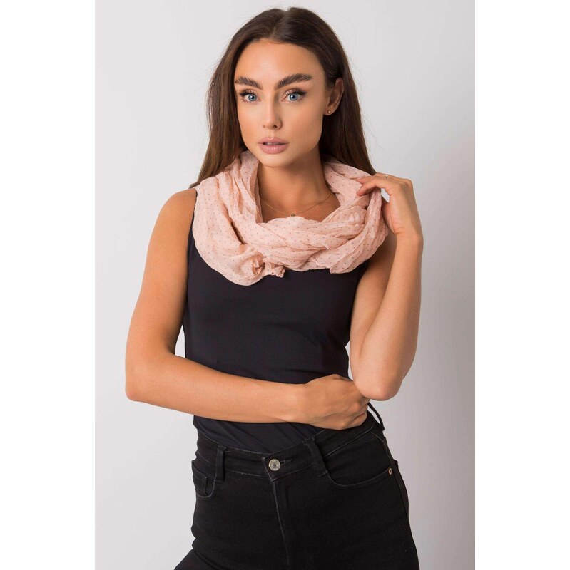 MladaModa Bodkovaná viskózová šatka model CH3006 pudrovo ružová 65843005