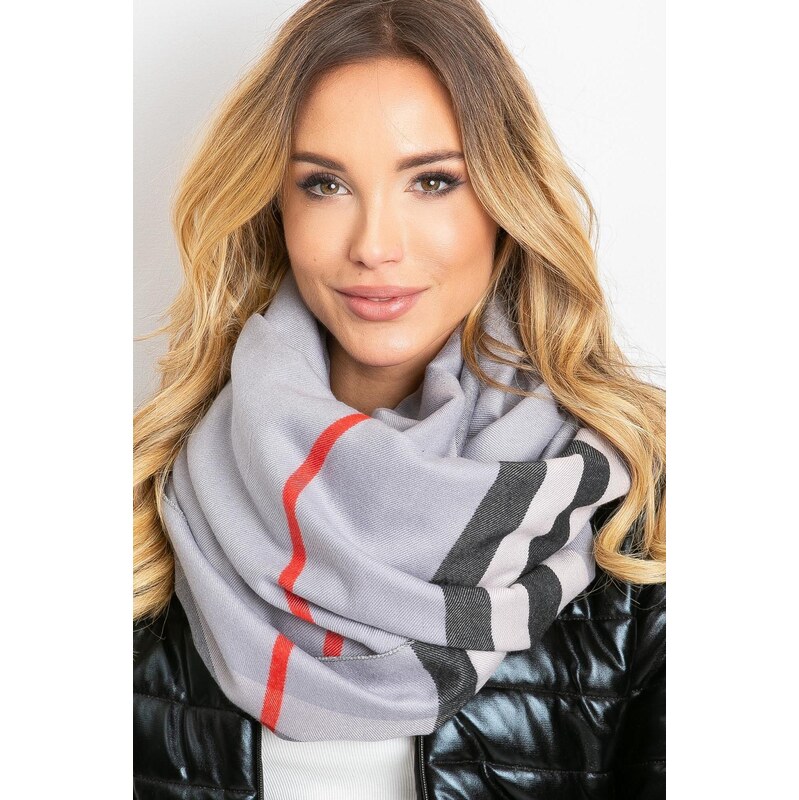 MladaModa Dámska šatka so strapcami model 50129 šedá 65843020