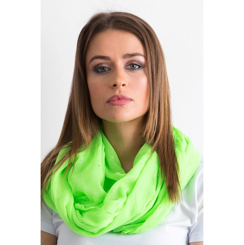 MladaModa Viskózová šatka s kamienkami model 55534 neónovo zelená 65843026