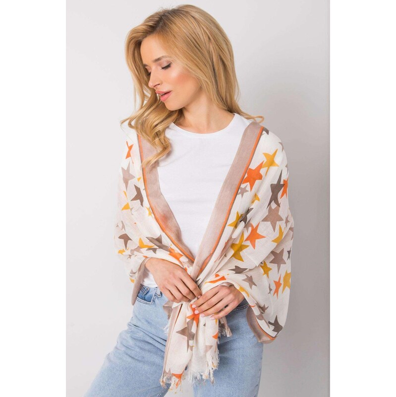 MladaModa Šatka s motívom farebných hviezd model CH1237 béžová 65843034