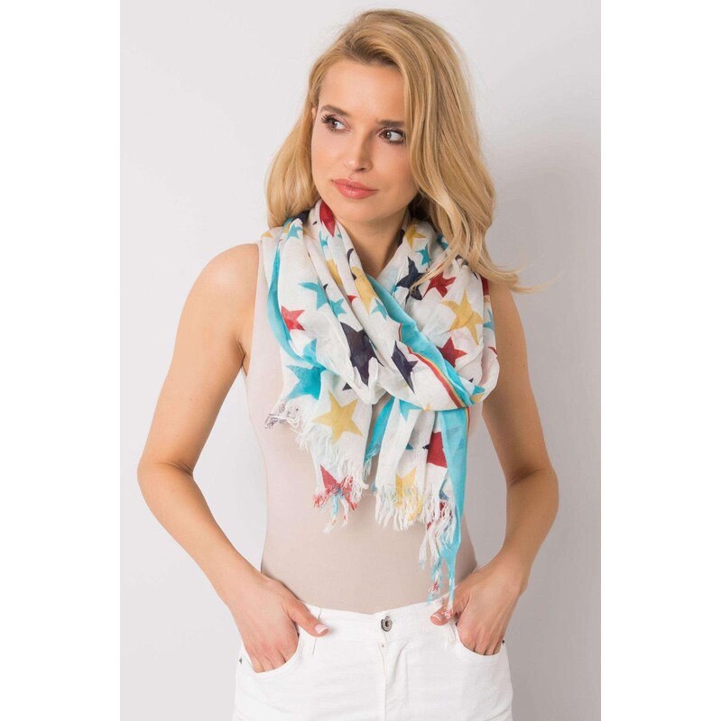 MladaModa Šatka s motívom farebných hviezd model CH1237 mentolová 65843035