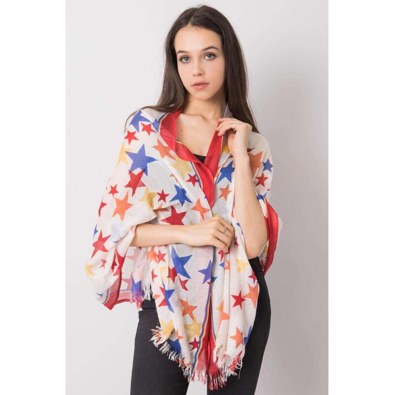 MladaModa Šatka s motívom farebných hviezd model CH1237 červená 65843036