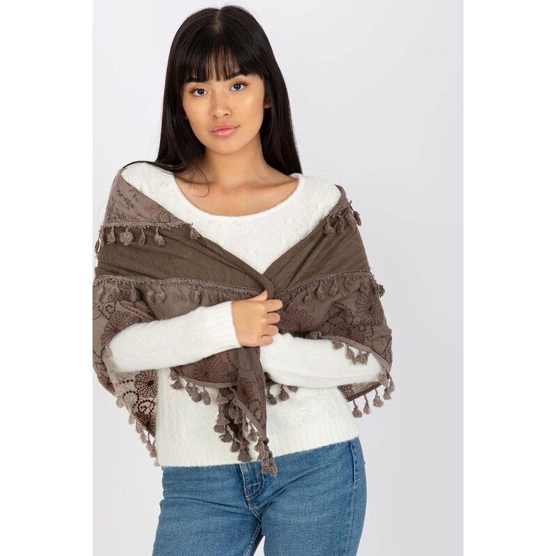 MladaModa Vzorovaná šatka s ozdobným zakončením model 41544 hnedá 65843052