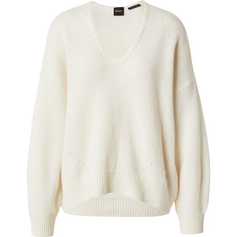 BOSS Sveter Fondyssa šedobiela 65844167