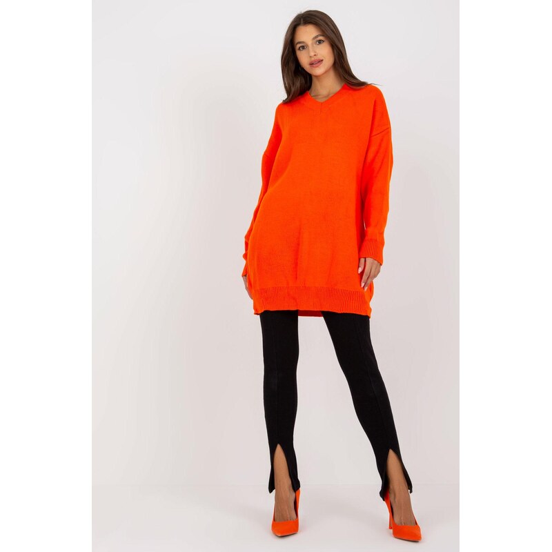 MladaModa Voľné svetrové šaty model 34112 oranžová 65849622