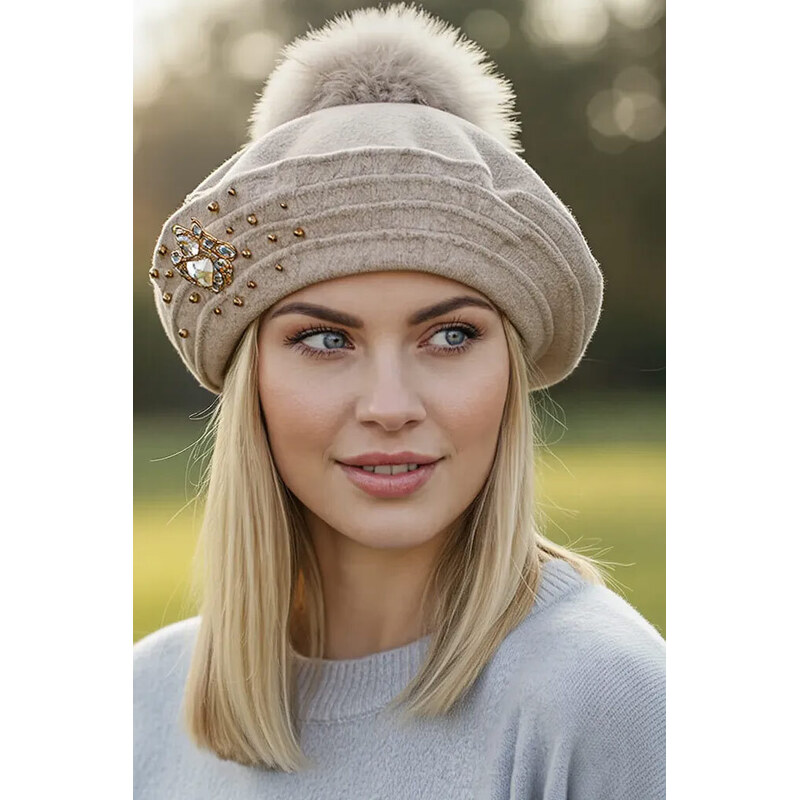 Glara Hrejivý baret z vlny 58255371