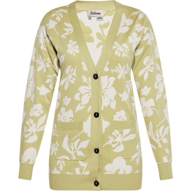 Sidona Kardigán kaki / biela ako vlna 65872150