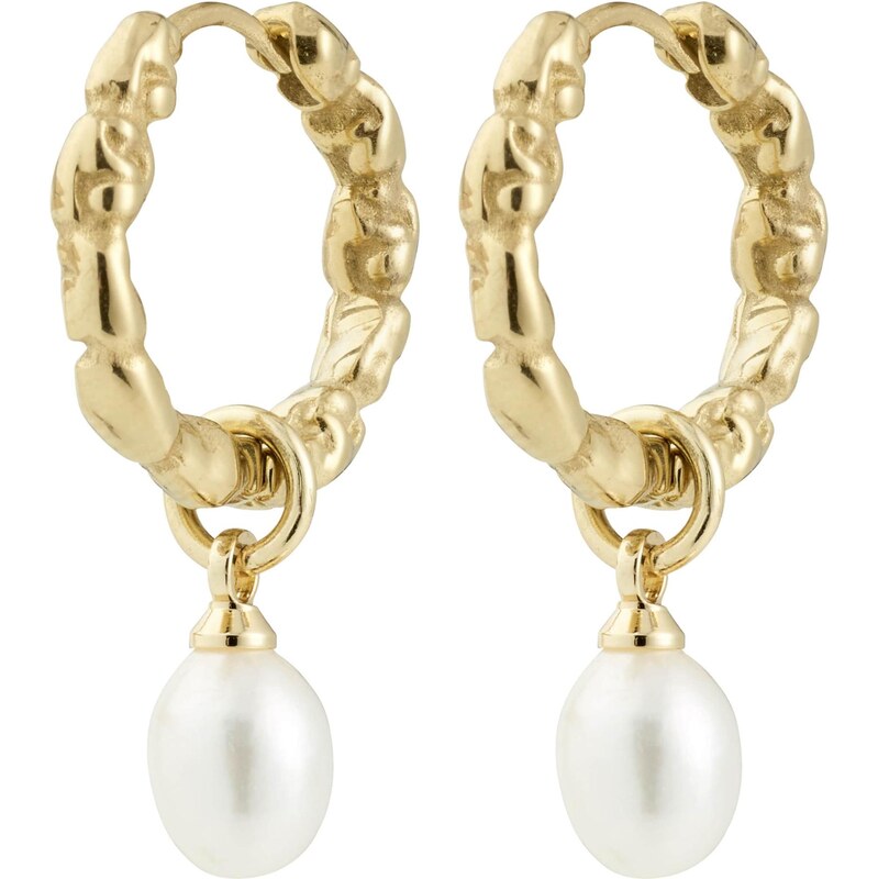 Pilgrim Náušnice Shift zlatá / biela 65853162