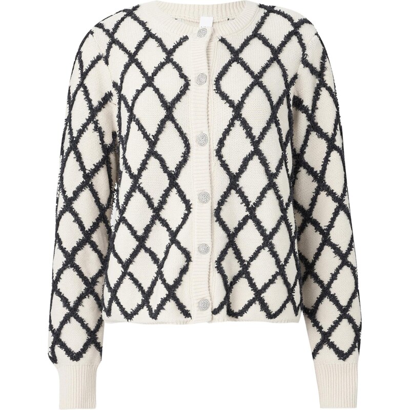 YAS Kardigán YASZIGLY béžová / čierna 66052237