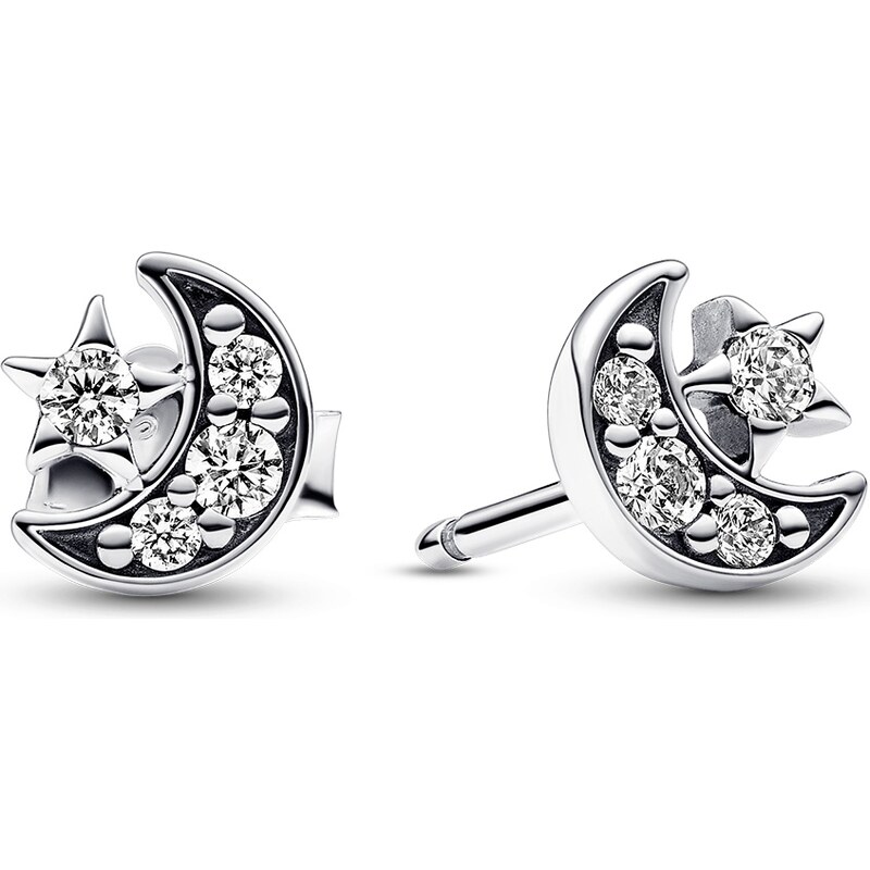 Pandora Strieborné náušnice Trblietavý mesiac a hviezda 292990C01 67531885