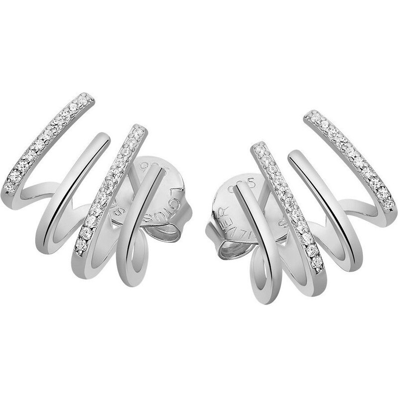 Lotus Silver Trblietavé strieborné náušnice s čírymi zirkónmi Earparty 66578902