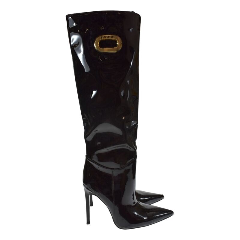 JOHN-C Dámske lakované čierne čižmy KIARA - POŠKODENÝ PÁR 65855064