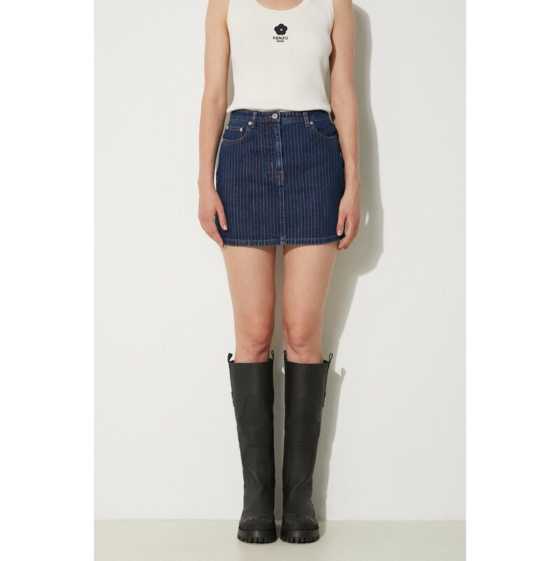 Rifľová sukňa Kenzo Mini Skirt Stripped Jacquard 65855211