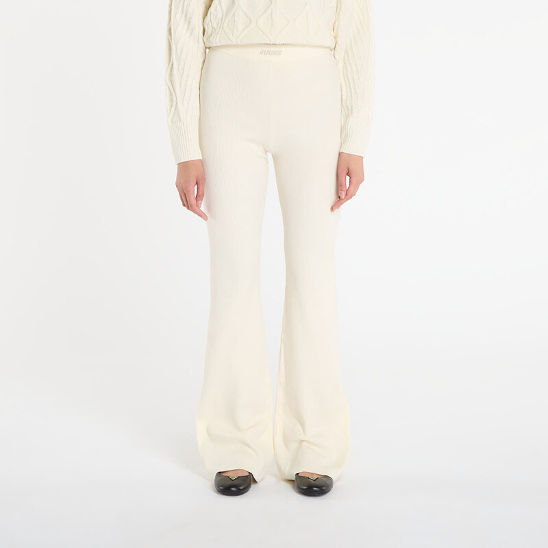 Tepláky GUESS Flaminia Ribbed Flare Pants Sw Cream M 65857533