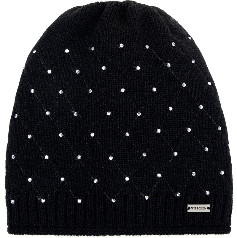 Wittchen Dámska čierna čiapka s geometrickým vzorom a jemným leskom 66067210