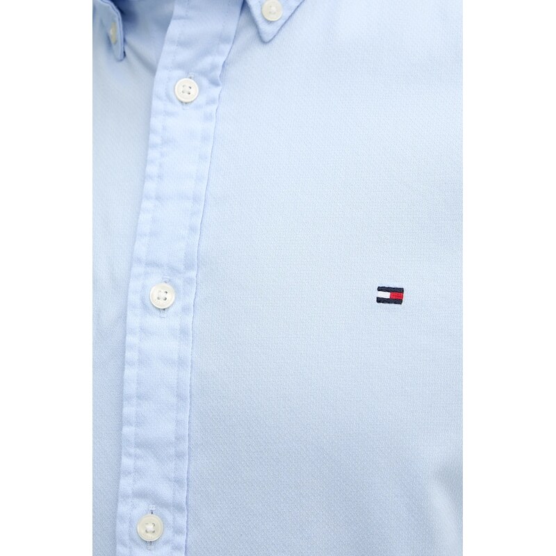 Košeľa Tommy Hilfiger modrá farba, slim, s golierom button-down, MW0MW40458