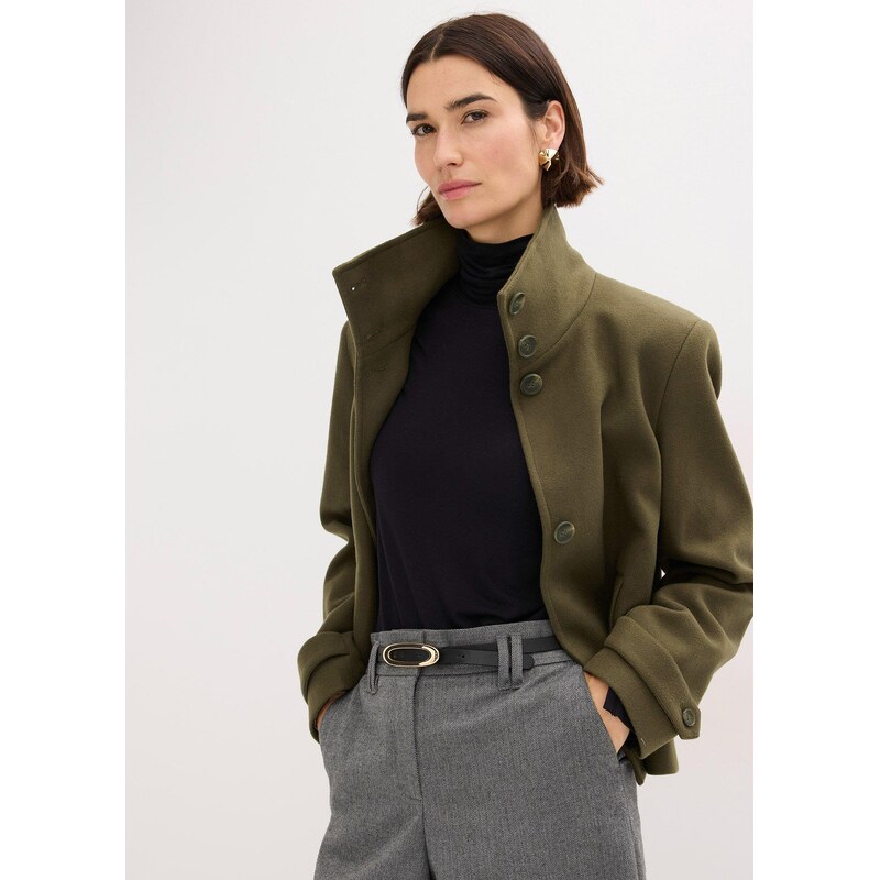 bonprix Bunda vo vlnenom vzhľade, farba zelená 58486991