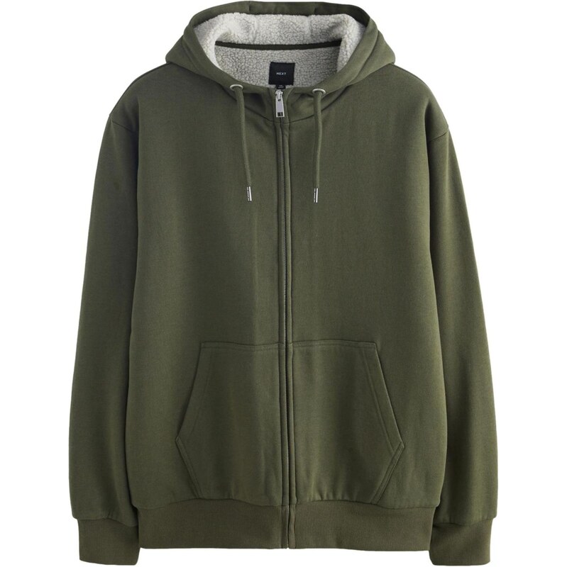 Next Tepláková bunda olivová / biela 65861828