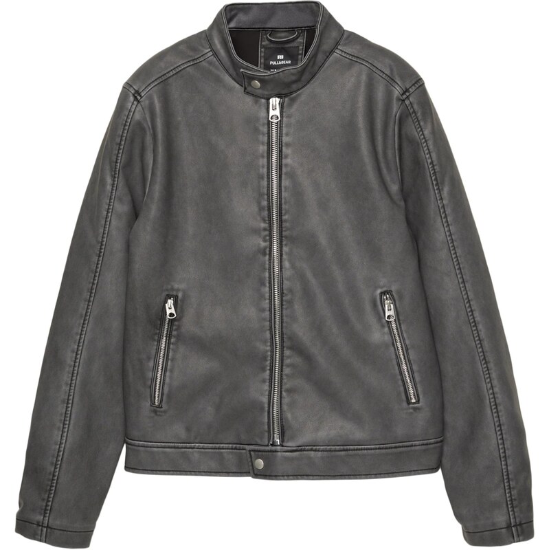 Pull&Bear Prechodná bunda tmavosivá 65895220