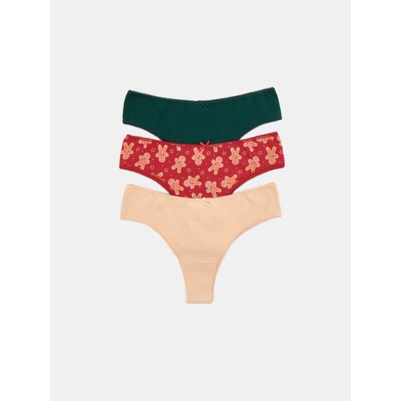 Sinsay - Súprava 3 brazílskych nohavičiek - viacfarebná 65861142