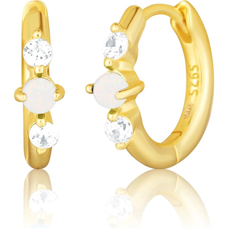JVD Pozlátené náušnice kruhy so syntetickými opálmi SVLE3073XH2G100 66586836