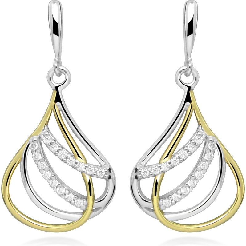 Silver Cat Elegantné visiace náušnice zo striebra Bicolor SC610 66578279