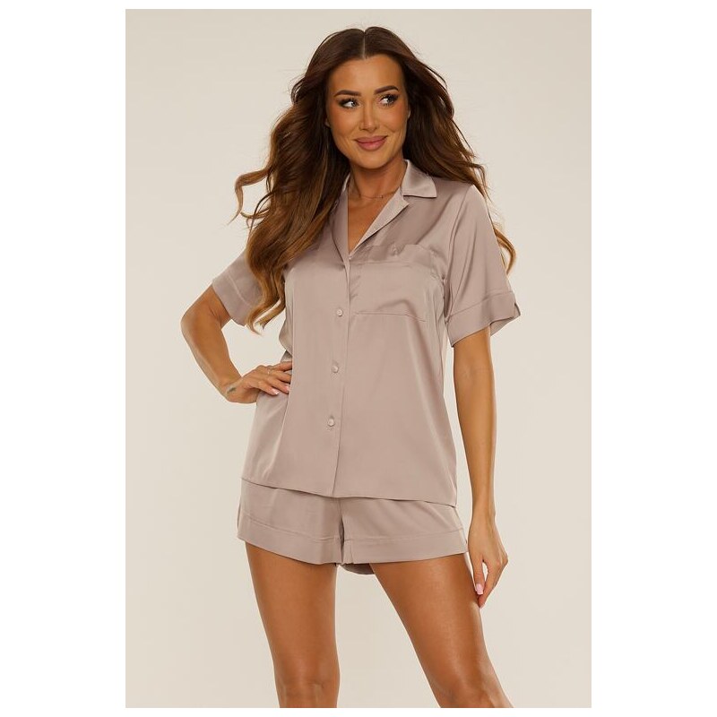 De Lafense Dámske saténové pyžamo Cordelia béžové 66060725