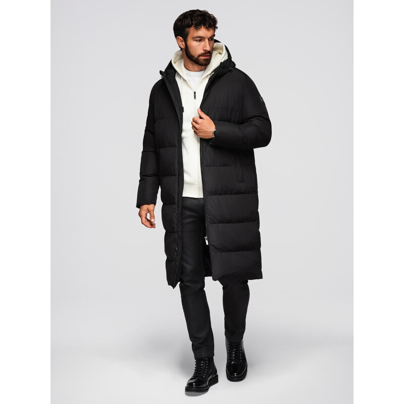 Ombre Mens classic long hooded jacket - black 65930545