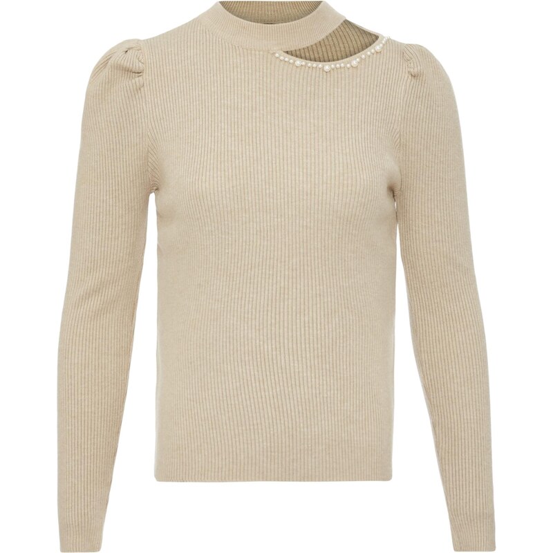 leo selection Sveter béžová melírovaná / perlovo biela 65873029