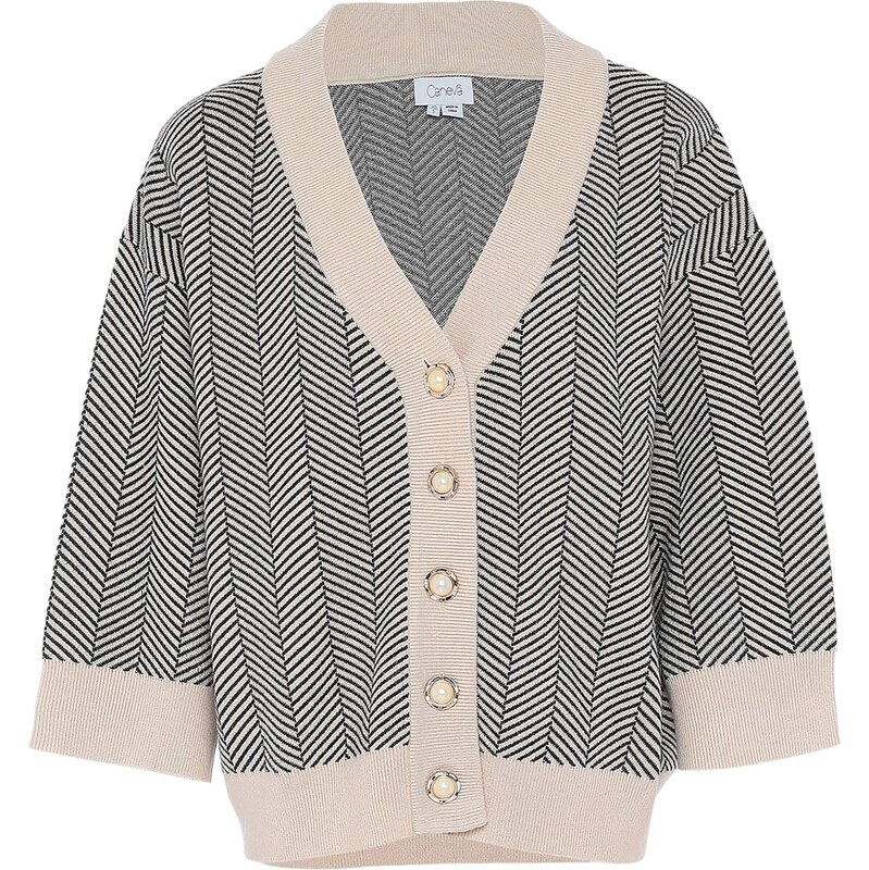 caneva Kardigán béžová / čierna / biela ako vlna 65869544