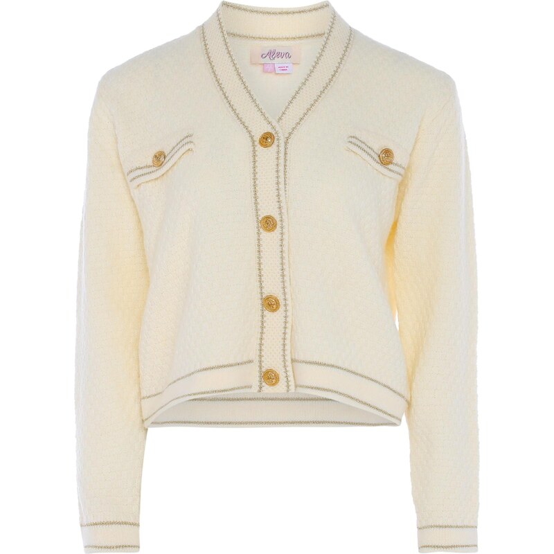 aleva Kardigán zlatá / biela ako vlna 65869315