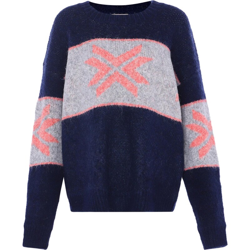 Jalene Sveter námornícka modrá / sivá melírovaná / koralová 65869602