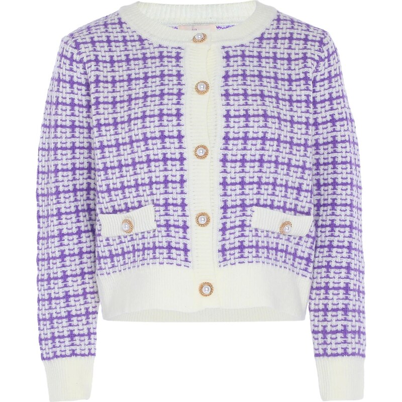 aleva Kardigán fialová / biela ako vlna 65868936