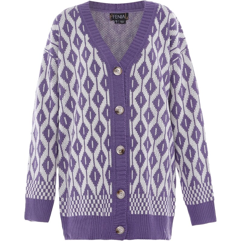 FENIA Kardigán svetlosivá / fialová 65869580