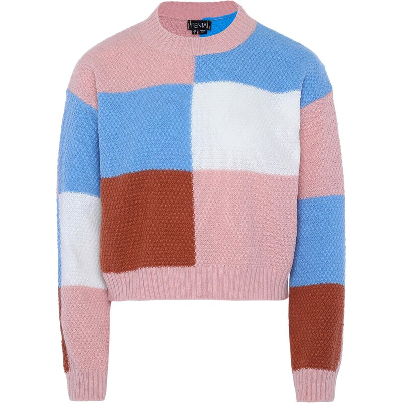 FENIA Sveter hnedá / svetloružová / biela 65869552