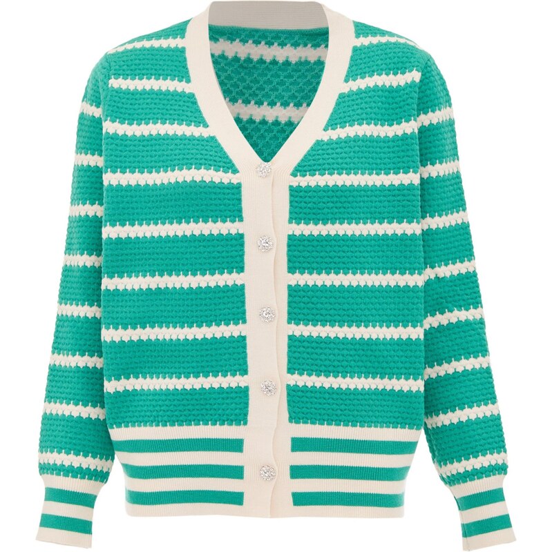 SANIKA Kardigán zelená / biela 65869470