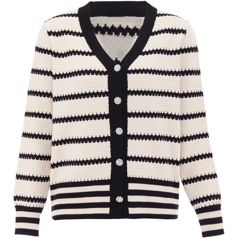 CHANI Kardigán čierna / biela ako vlna 65869479