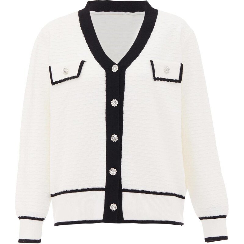 CHANI Kardigán čierna / biela 65869504