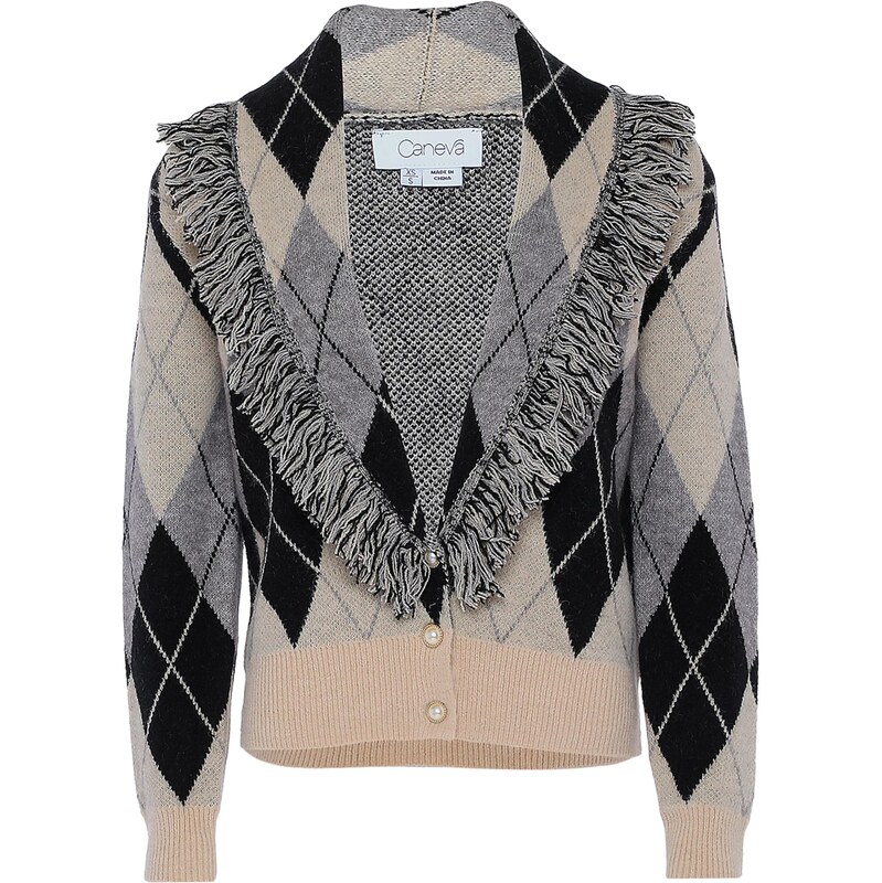 caneva Kardigán béžová / sivá / čierna 65871225